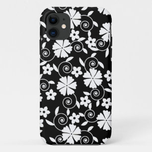 Coque Case-Mate iPhone Joli noir fleurs blanches motif