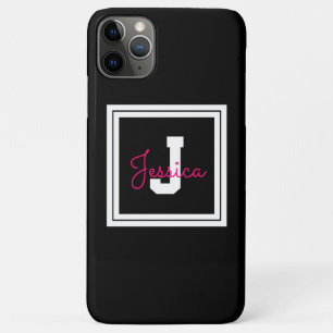 Case-Mate iPhone Case Joli nom et monogramme encadrés Noir blanc et ro