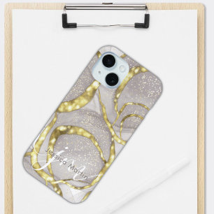 Coque Case-Mate iPhone Joli Nom Personnalisé Monogram Iridescente Swirl