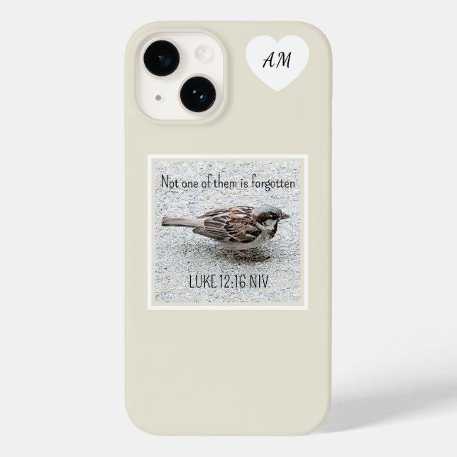 Coques Case-Mate iPhone Joli Oiseau Bruant Photo Bible Verse Simple Tan (Verso)