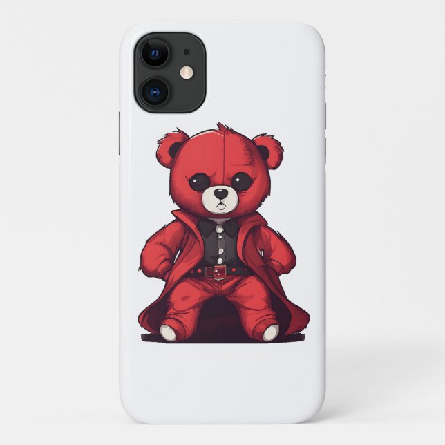 Coques Case-Mate iPhone Joli ours en peluche rouge garçon (Dos)