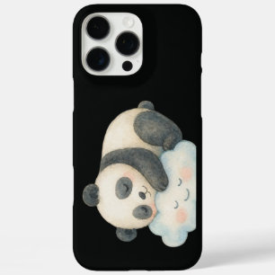 Coque iPhone 16 Pro Max Joli panda endormi sur un nuage à l'aquarelle