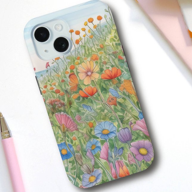 Coques Case-Mate iPhone Joli pâté d'aquarelle prés des Fleurs sauvages Pas (Créateur téléchargé)