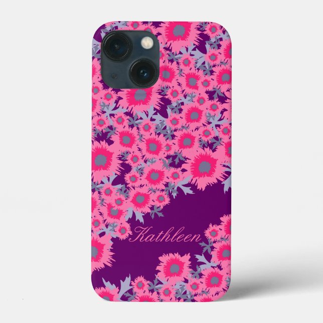 Coques Case-Mate iPhone Joli pavot rose violet nom damassé (Verso)