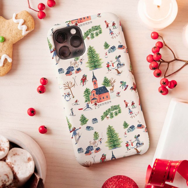 Coques Case-Mate iPhone Joli paysage alpin de ski rose et vert avr (Créateur téléchargé)