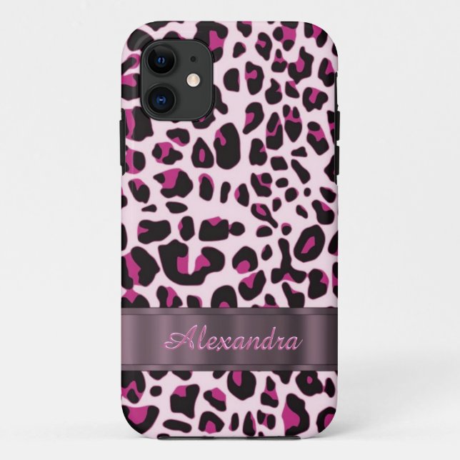 Coques Case-Mate iPhone Joli poster de animal léopard personnalisé (Dos)