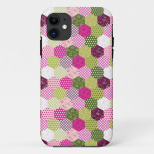 Coque iPhone 11 Joli Pretty Rose Vert Mulberry Patchwork Quilt Des