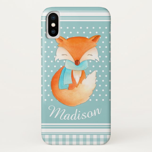Coques Case-Mate iPhone Joli renard d'hiver gris aqua (Dos)