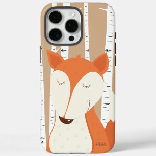 Coque iPhone 16 Pro Max Joli renard rouge boisé Birch Trees