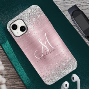 Coque Case-Mate iPhone Joli rose blush argent faux parties scintillant mo