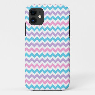 Coque Case-Mate Pour iPhone Joli Rose, Mauve, Turquoise, Chevrons Blancs