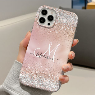 Case-Mate iPhone Case Joli rose or faux argent parties scintillant monog
