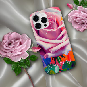 Coque Case-Mate iPhone Joli rose rose rose peinture à l'huile Monogramme