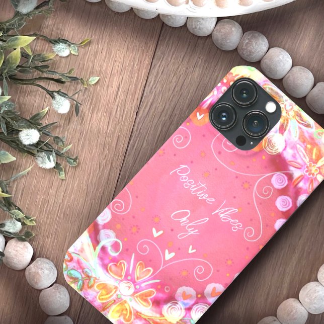 Coques Case-Mate iPhone Joli rose "Vibes Positives" Citer Inspiribilité (Créateur téléchargé)