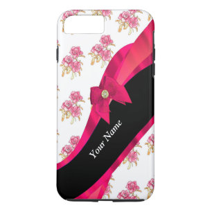 Coque iPhone 8 Plus/7 Plus Joli rouge vintage fleuri motif