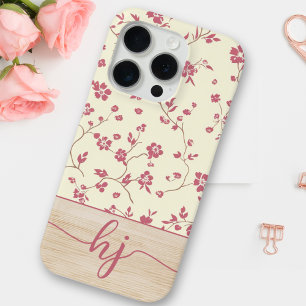 Coque Case-Mate iPhone Joli Shabby Personnalisé Chic Floral Bois Monogram
