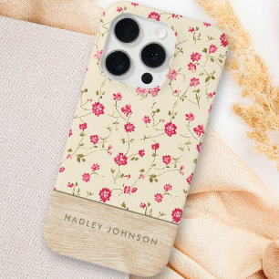 Coque Case-Mate iPhone Joli Shabby Personnalisé Chic Floral Bois Monogram
