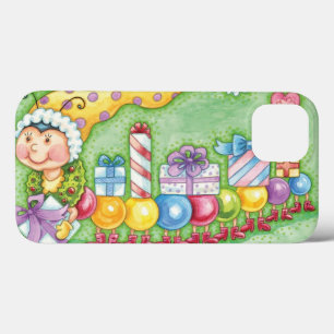 Etui iPhone 13 Joli train chenille de Noël avec des cadeaux