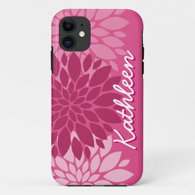 Coques Case-Mate iPhone Joli trio rose floral avec nom (Dos)