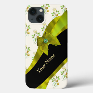Coques Pour iPhone Joli vert vintage fleuri motif