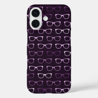 Coque Pour iPhone 16 Joli violet Nerdy Hipster Eyeglasses Motif