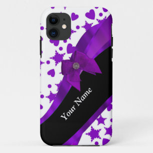 Coque iPhone 11 Joli violet spotty girly motif personnalisé