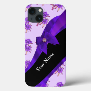 Coques Pour iPhone Joli violet vintage fleuri motif
