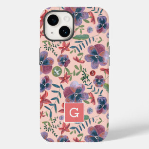Coque Case-Mate iPhone Joli Violets floral toute impression monogramme Ca