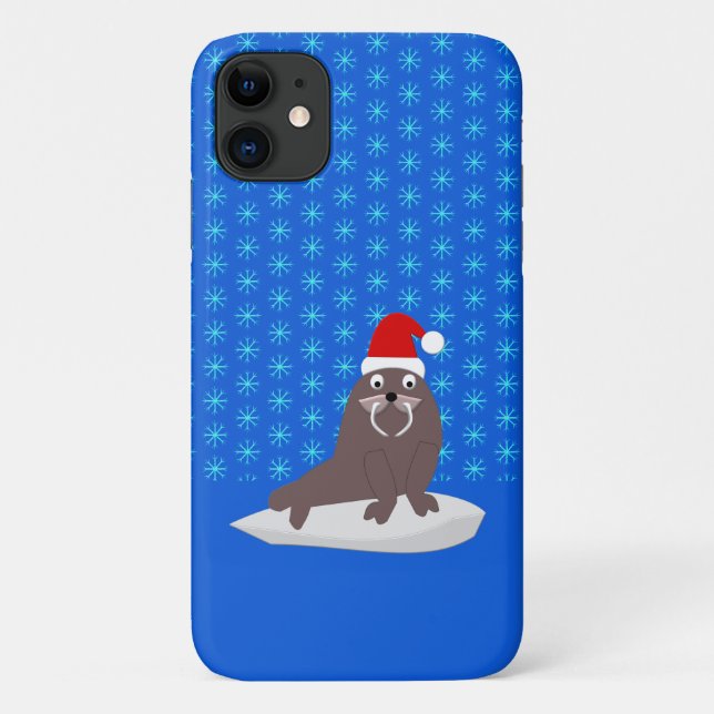 Coques Case-Mate iPhone Joli Walrus de Noël et Snowflakes (Dos)