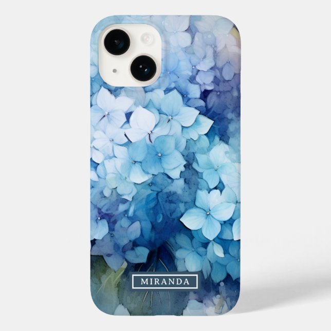Coques Case-Mate iPhone Jolie aquarelle bleue Hydrangea Nom Modèle (Verso)