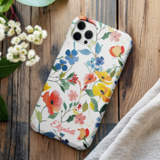 Coque iPhone 16 Pro Jolie Aquarelle Colorée Fleurs Ditsy