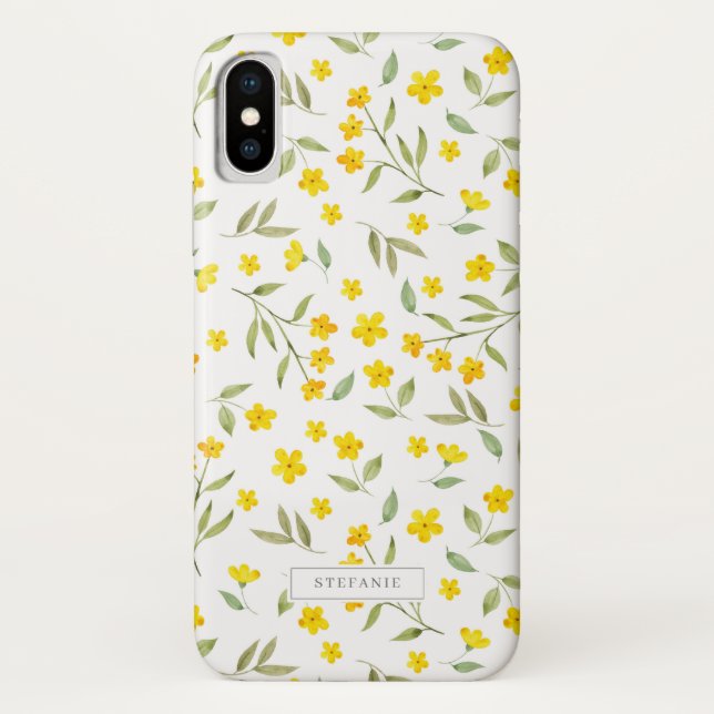 Coques Case-Mate iPhone Jolie aquarelle jaune fleurit Motif (Dos)