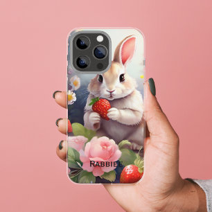 Case-Mate iPhone Case Jolie aquarelle Lapin mangeant fraise floral