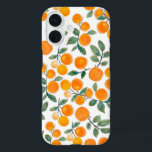 Coque Pour iPhone 16 Jolie aquarelle Orange Citrus Motif botanique<br><div class="desc">Elégantes aquarelles motif de fruits avec oranges et feuilles.</div>