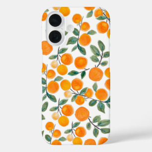 Coque Pour iPhone 16 Jolie aquarelle Orange Citrus Motif botanique