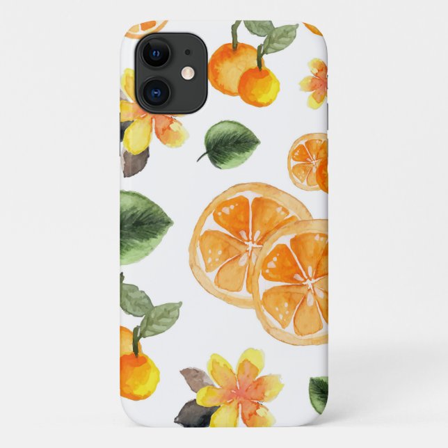 Coques Case-Mate iPhone Jolie aquarelle Orange Citrus Motif botanique (Dos)