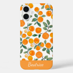 Coque Pour iPhone 16 Plus Jolie aquarelle orange citrus personnalisée
