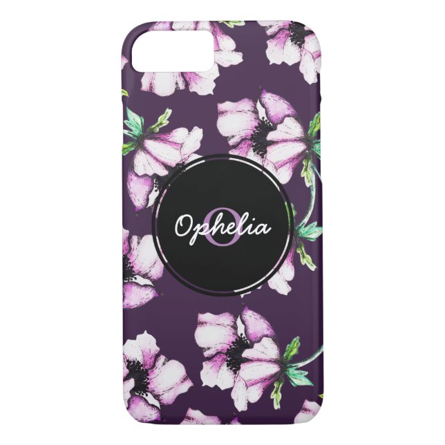 Coques Case-Mate iPhone Jolie Aquarelle violette moderne & Fleurs d'encre (Dos)