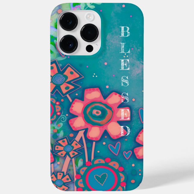 Coques Case-Mate iPhone Jolie Bleu Blessity Floral rose (Verso)