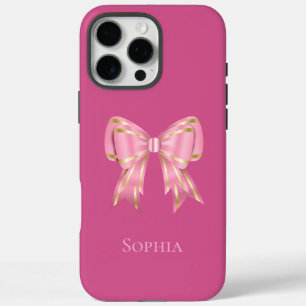 Coque iPhone 16 Pro Max Jolie Bow Or Rose