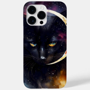 COQUE Case-Mate iPhone JOLIE CHAT NOIR EN COULEUR D'EAU AVEC PLEINE LUNE