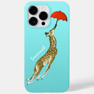 Coque Case-Mate iPhone Jolie couleur Aqua Flying Giraffe Parapluie rouge