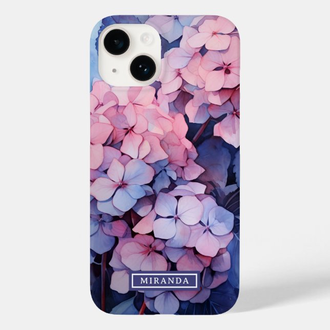 Coques Case-Mate iPhone Jolie couleur pourpre Aquarelle Hydrangea Nom Modè (Verso)