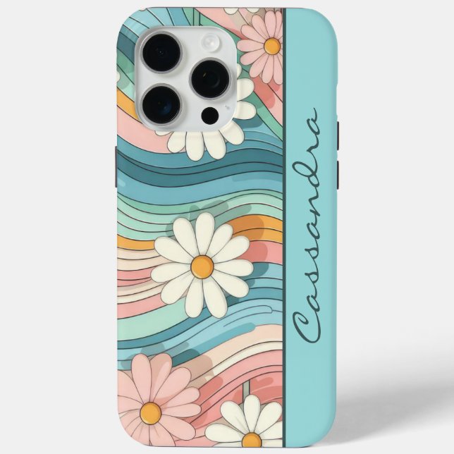 Coques Case-Mate iPhone Jolie couleur Retro Daisy Nom de l'alimentation (Verso)