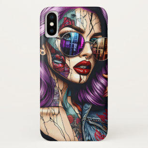 Case-Mate iPhone Case Jolie Dame Abstraite colorée aux cheveux violets