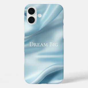 Coque Pour iPhone 16 Plus Jolie Feminine Bleu Clair Faux Satin