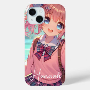 Coque Case-Mate iPhone Jolie fille Anime en Pigtails Roses
