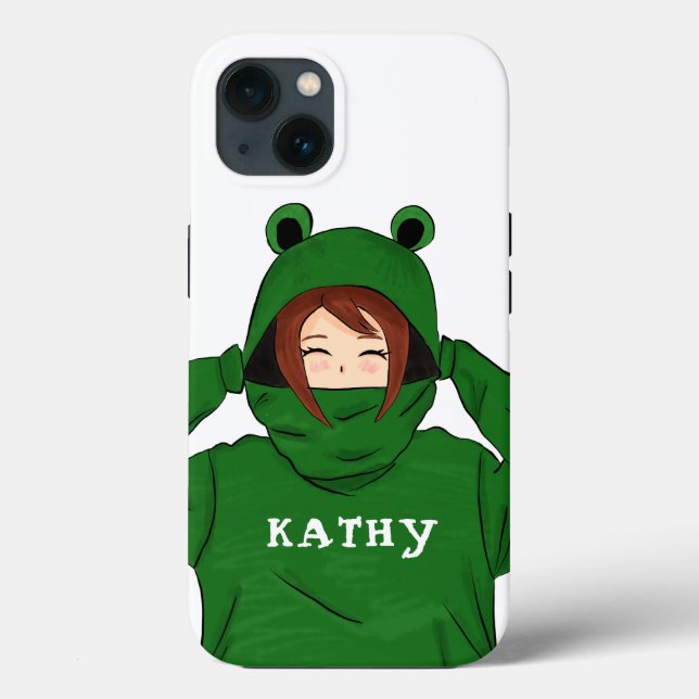 Coques Case-Mate iPhone Jolie fille avec dessin de la grenouille verte (Verso)