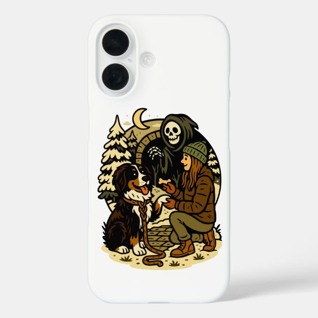 Coques Case-Mate iPhone Jolie fille de la Faucheuse et chien Forêt Sombre  (Verso)