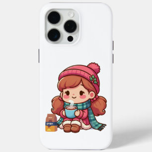 Coque Case-Mate iPhone Jolie fille de Noël/hiver avec cacao